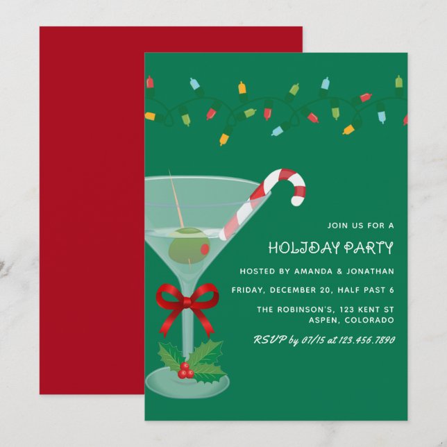 Invitación Fiesta Clásica de Cócteles Navideños (Anverso / Reverso)
