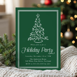Invitación Fiesta Clásica de Navidad con Árbol de Navidad Ver