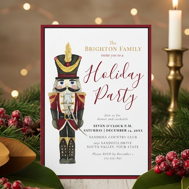 Invitación Fiesta Clásica de Navidad con Cascanueces Rojo  (Subido por el creador)