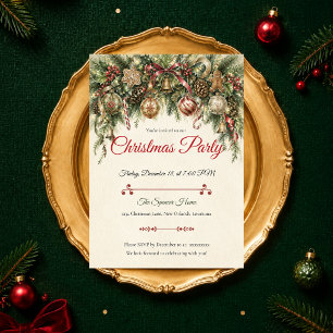 Invitación Fiesta Clásica de Navidad de Siempre Verde
