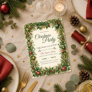 Invitación Fiesta Clásica de Navidad de Siempre Verde
