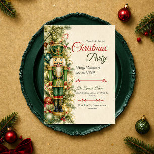 Invitación Fiesta Clásica de Navidad del Cascanueces Verde