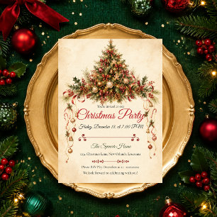 Invitación Fiesta Clásica de Navidad Vintage