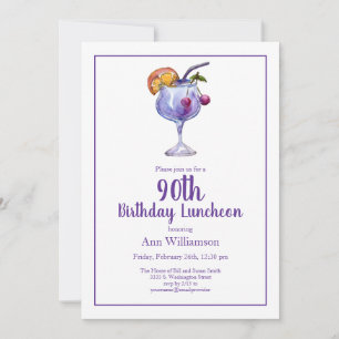 Invitación Fiesta Cóctel Acuarela Cumpleaños 90
