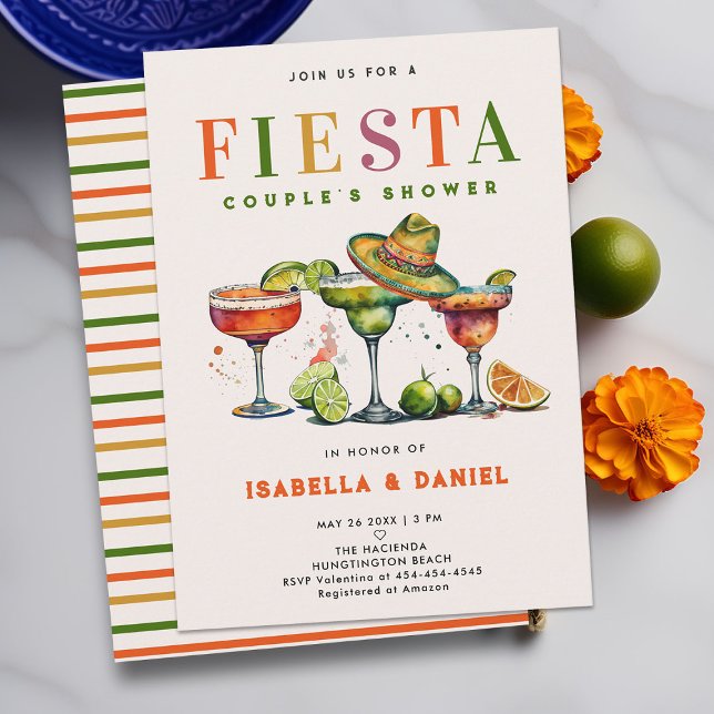 Invitación Fiesta Coed Jack y Jill Boda Couple Shower (fiesta coed couples wedding shower invitation jack jill mexico mexican couple tequila colorful class)