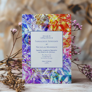 Invitación Fiesta Color Arcoiris Crystal Gemstone Boda