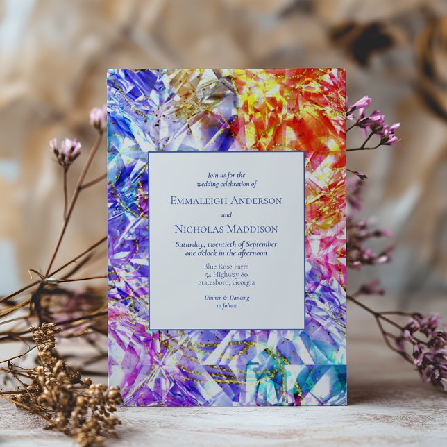 Invitación Fiesta Color Arcoiris Crystal Gemstone Boda (Subido por el creador)