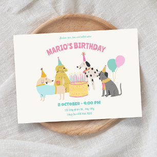 Invitación Fiesta Colores de colores pastel de perro cumpleañ