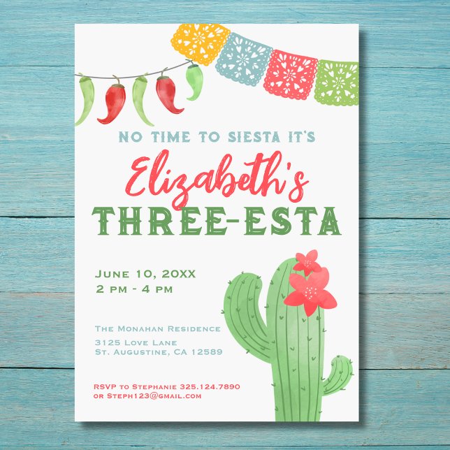 Invitación Fiesta Colorful Cactus Tres Años (Subido por el creador)