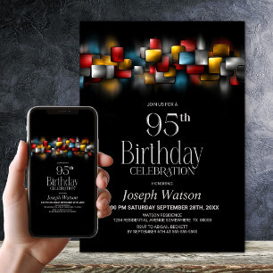 Invitación Fiesta Colorida de Cumpleaños 95 Abstracta