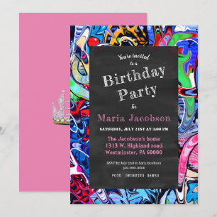 Invitación Fiesta Colorida de Pizarra