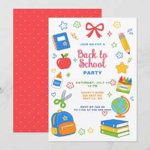 Invitación Fiesta Colorida de Regreso a Clases