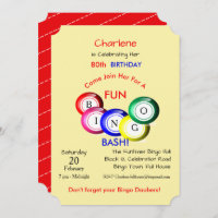 Invitación Fiesta colorida divertida tema de Bingo