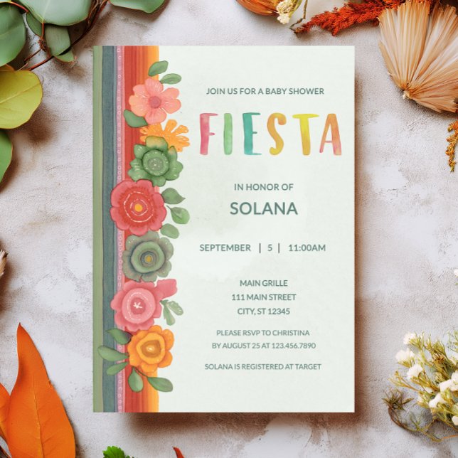 Invitación Fiesta colorida Fiesta mexicana Floral Baby Shower (Subido por el creador)