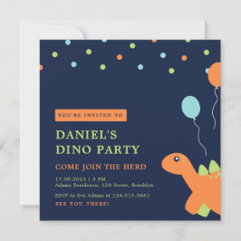 Invitación Fiesta colorido de Confetti Dinosaur Cumpleaños