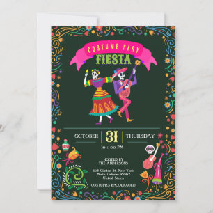 Invitación Fiesta colorido de disfraces de Halloween los Muer