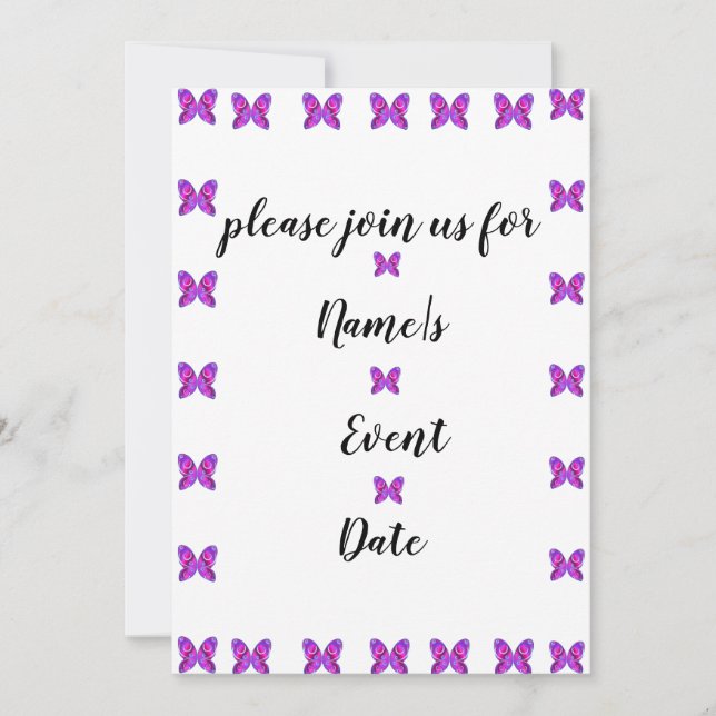 Invitación fiesta colorido de la mariposa CUALQUIER EVENTO In (Anverso)