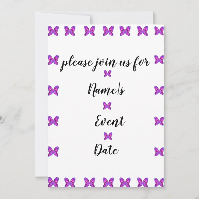 Invitación fiesta colorido de la mariposa CUALQUIER EVENTO In (Anverso)