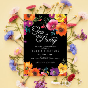 Invitación Fiesta Colorido Floral Black Rehearner