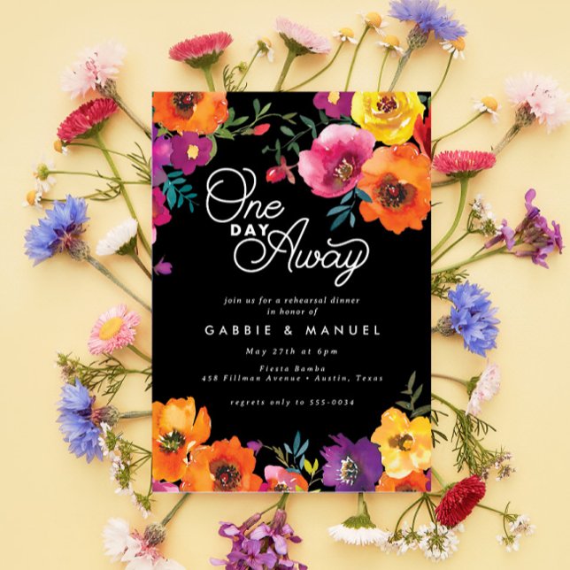 Invitación Fiesta Colorido Floral Black Rehearner (Subido por el creador)