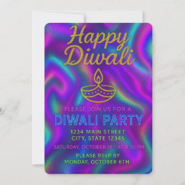 Invitación Fiesta colorido Neon Glow Happy Diwali