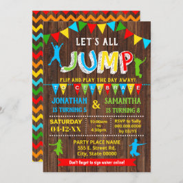 Invitación fiesta combinado de rebote por trampolín de cumple