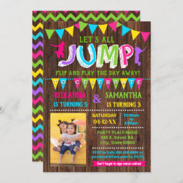 Invitación fiesta combinado de trampoline de cumpleaños Jump
