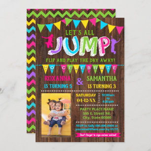 Invitación fiesta combinado de trampoline de cumpleaños Jump