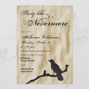 Invitación Fiesta Como Nevermore Raven Silhouette Halloween