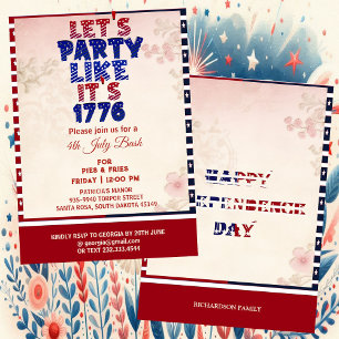 Invitación Fiesta como si fuera Shabby Chic 1776 4 de julio