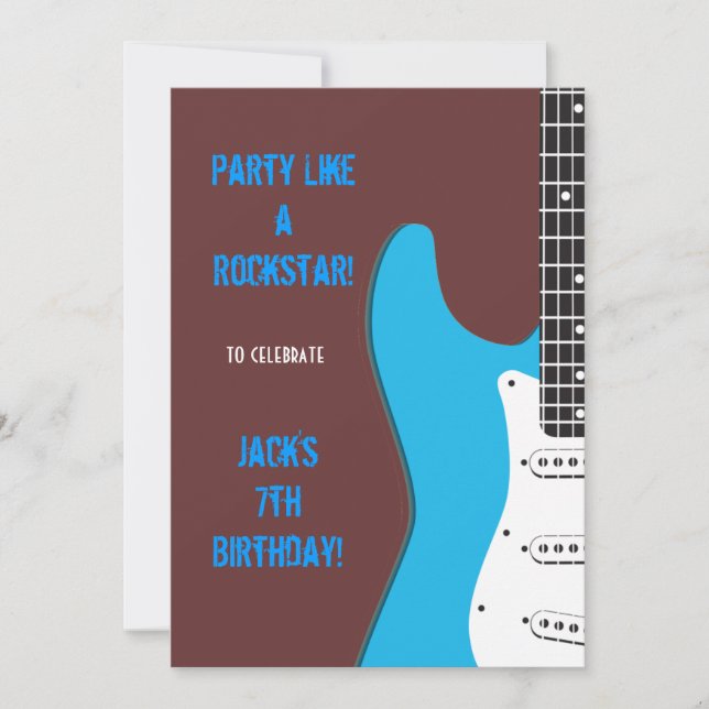 Invitación Fiesta como un azul de Rockstar (Anverso)