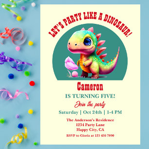 Invitación Fiesta como un dinosaurio Cualquier cumpleaños col