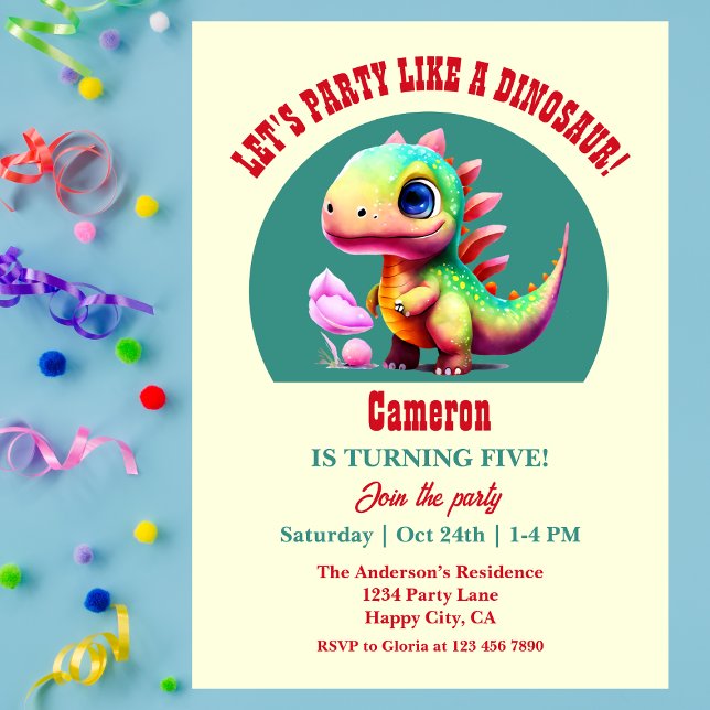 Invitación Fiesta como un dinosaurio Cualquier cumpleaños col (Subido por el creador)