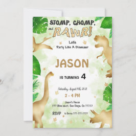 Invitación Fiesta Como Un Dinosaurio, Fiesta De Cumpleaños