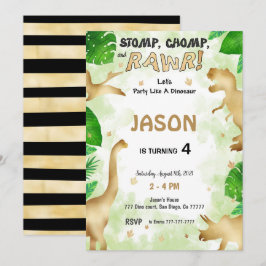 Invitación Fiesta Como Un Dinosaurio, Fiesta De Cumpleaños