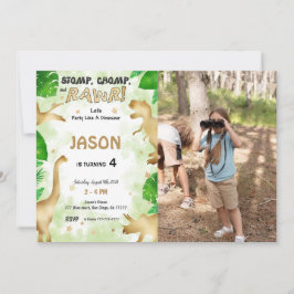 Invitación Fiesta como un dinosaurio, foto de fiesta de cumpl