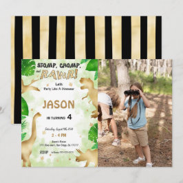Invitación Fiesta como un dinosaurio, foto de fiesta de cumpl