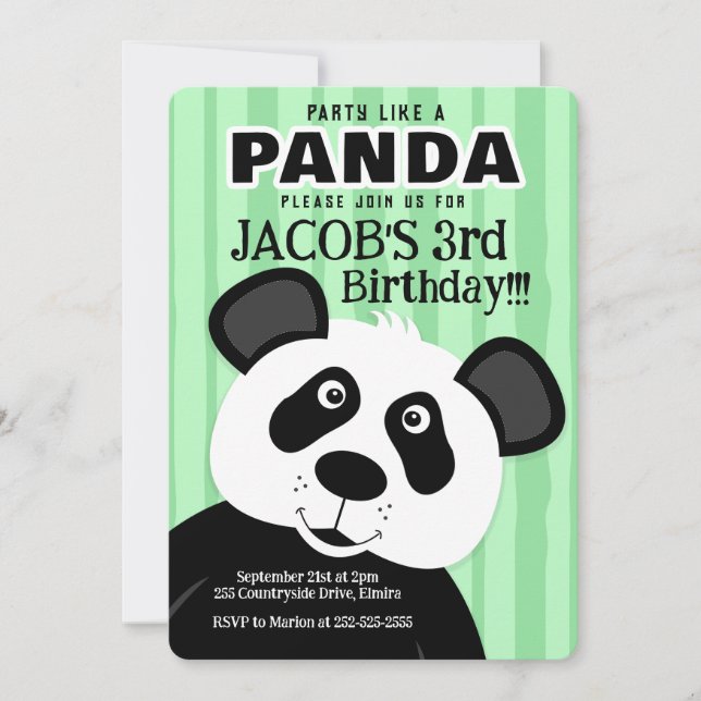 Invitación Fiesta como un niño panda Chica cumpleaños cualqui (Anverso)
