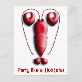 Invitación Fiesta como un rojo de Lobstar con las tenazas en