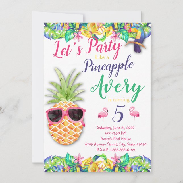Invitación Fiesta como una fiesta de cumpleaños de piña (Anverso)