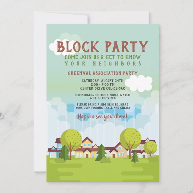 Invitación Fiesta Comunitaria de Barrio (Anverso)