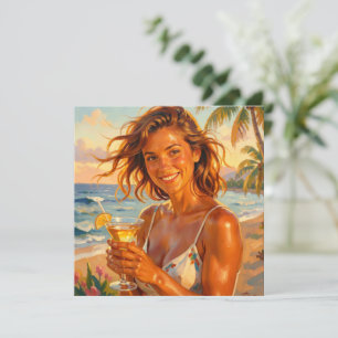 Invitación Fiesta con Brillo de Playa: Morenas y Achispadas