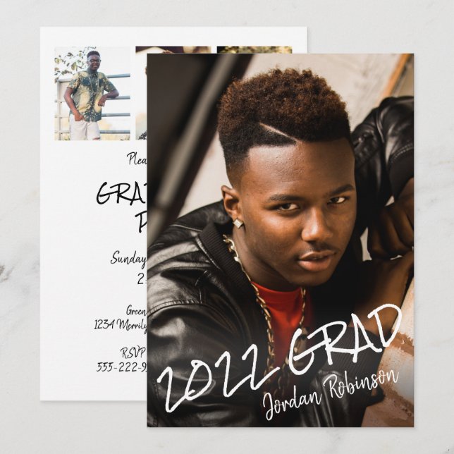 Invitación Fiesta con carta de graduados de clase moderna (Anverso / Reverso)