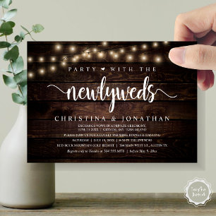 Invitación Fiesta Con La Cena De Bodas Rústicos Y Recién Madr