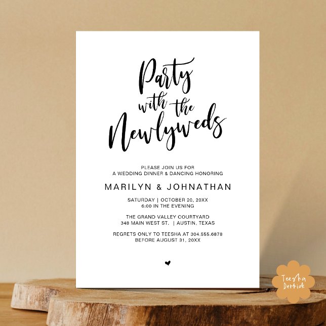 Invitación Fiesta Con La Cena Rústica Boda De Los Recién Mata (Party With The Newlyweds Rustic Wedding Dinner Dancing Lunch Brunch Invitation card PDF White Black)