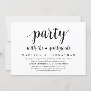 Invitación Fiesta con los recién casados, Boda Elopement Dinn