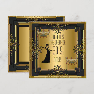 Invitación Fiesta con Máscara Fabulosa Gatsby Art Déco de los