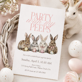 Invitación Fiesta con mis amigos búsqueda de huevos de Pascua