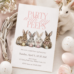 Invitación Fiesta con mis amigos búsqueda de huevos de Pascua