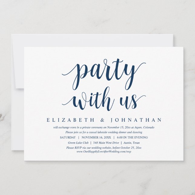 Invitación Fiesta Con Nosotros, Boda Elopement Dinner Bailand (Anverso)